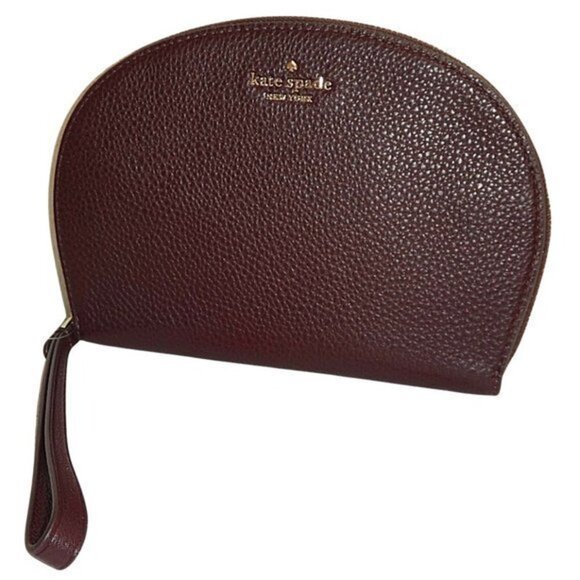 KATE SPADE Leather Rima Half Moon Wristlet Chocolate Cherry - Picture 12 of 13